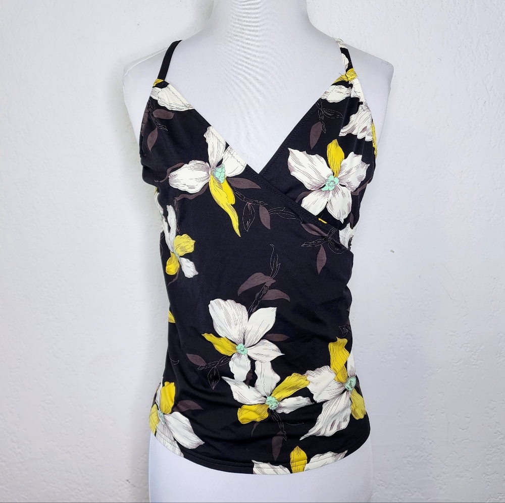 Lands End Racerback Floral Tankini Top Sz 8 Lightweight Adjustable Straps
